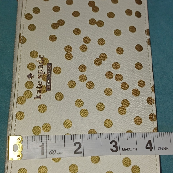Kate Spade gold polka dot envelope wristlet zipper closure - Picture 10 of 11